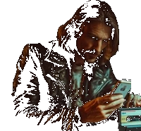 Artist photographing a cassette with a phone